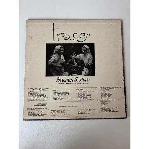 The Teresian Sisters Traces 1979 LP Audio American Studios STJ-1 Lyric Sheet VG+